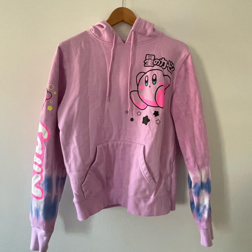 Box Lunch Pink Kirby Hoodie with Tie-Dye Sleeves
